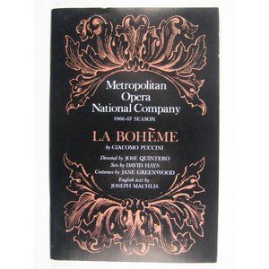 Metropolitan Opera La Boheme Libretto Program 1966 Season Quintero Kennedy